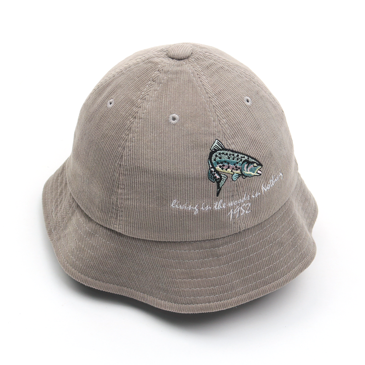 58cm Corduroy Fish Embroidery Bucket Hat C015P -205