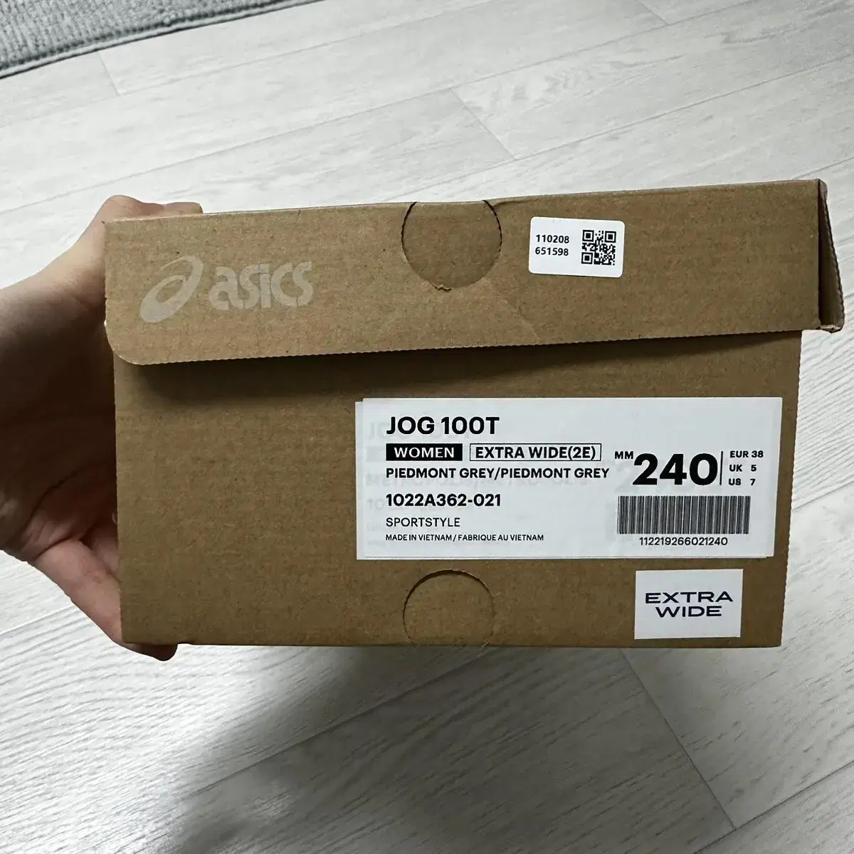 아식스 Asics jog 100T piedmont grey 240팝니다(