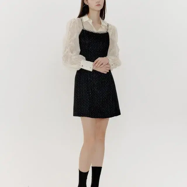 오앨 TWEED MINI DRESS_BLACK