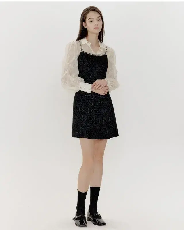 오앨 TWEED MINI DRESS_BLACK