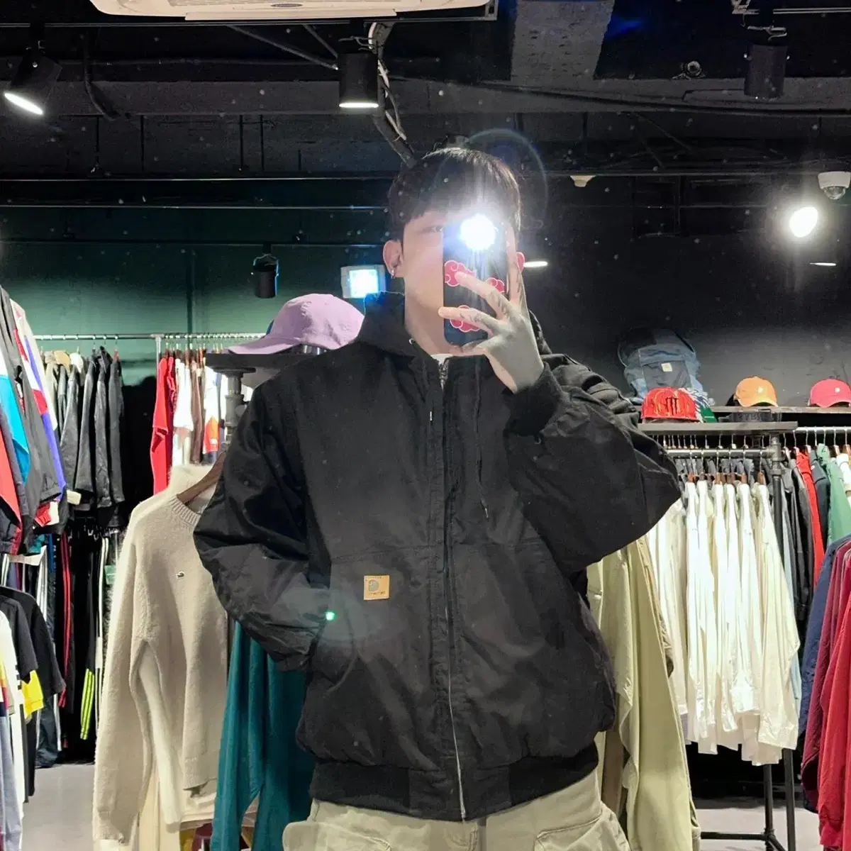 칼하트 Carhartt 데님 누빔 블랙 워크 자켓 XL