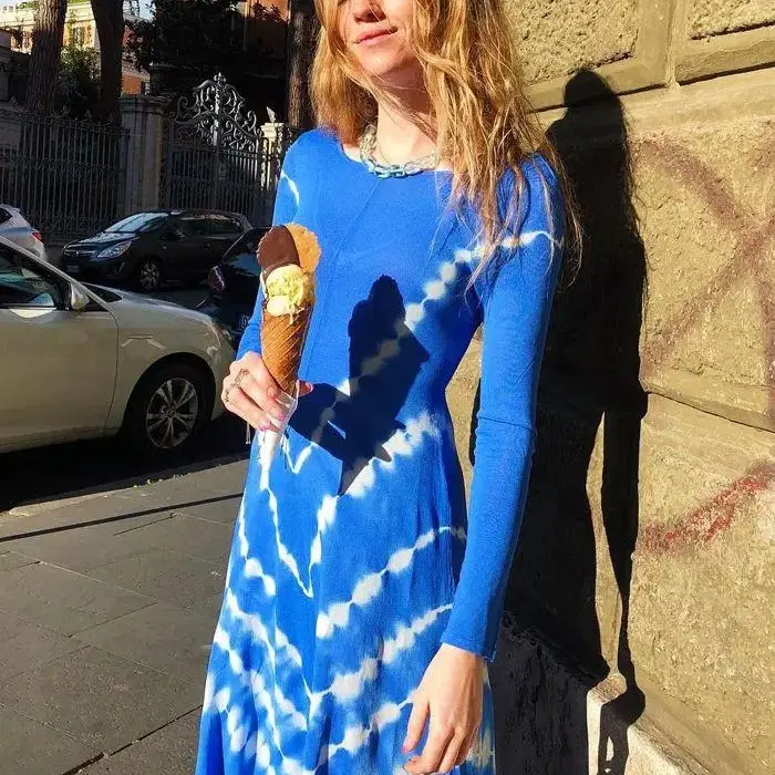 자라 zara 타이다이 드레스 블루 tie-dye dress blue