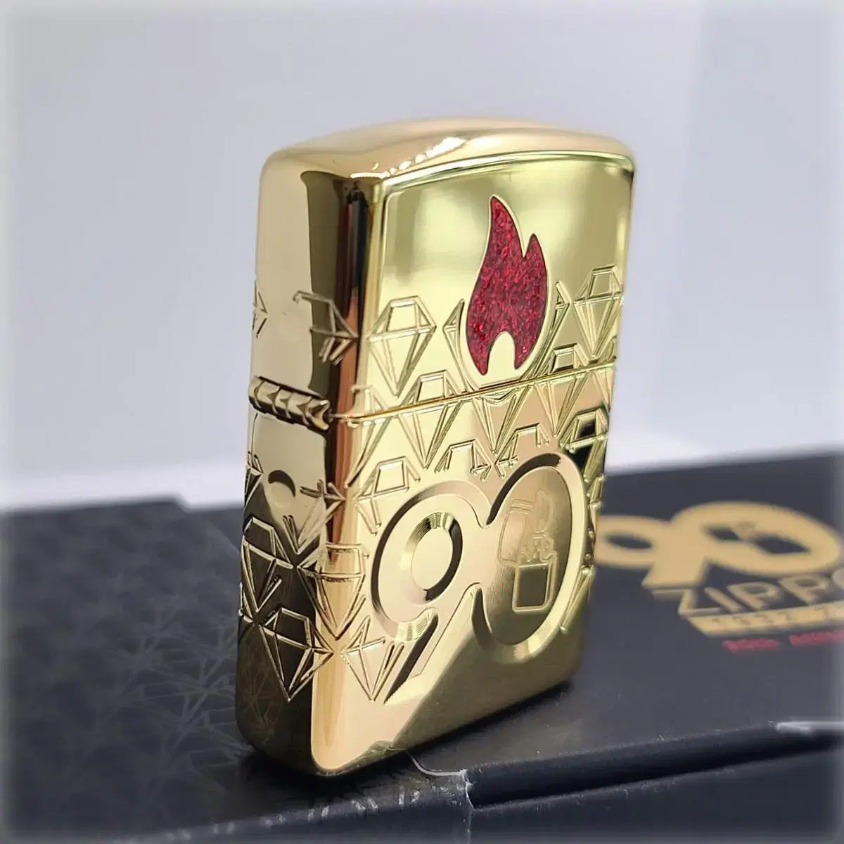 한정판 정품 49866 ZIPPO 90TH COY GOLD 새 지포라이터