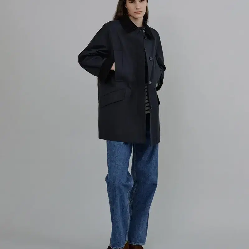 (새상품) L'EAU(로우) Brit half coat_black