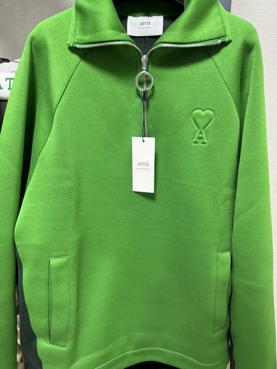 Amitononton Heart Logo Green Half Zip Up M