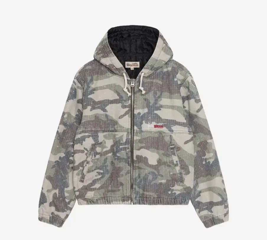 XXL Stussy Work Jacket Camo Canvas Needlepunch Woodland Camo