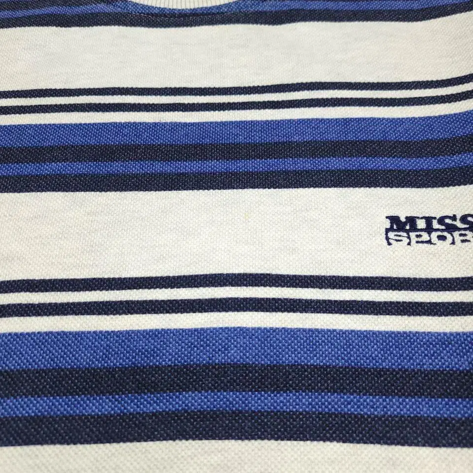 MISSONI SPORTACT 미쏘니 블루 화이트 스트라이프 코튼 맨투맨