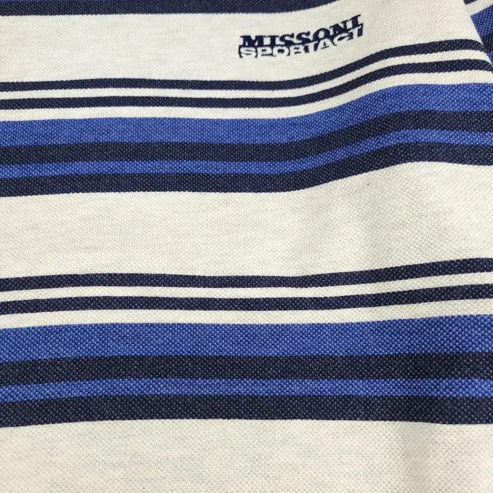 MISSONI SPORTACT 미쏘니 블루 화이트 스트라이프 코튼 맨투맨