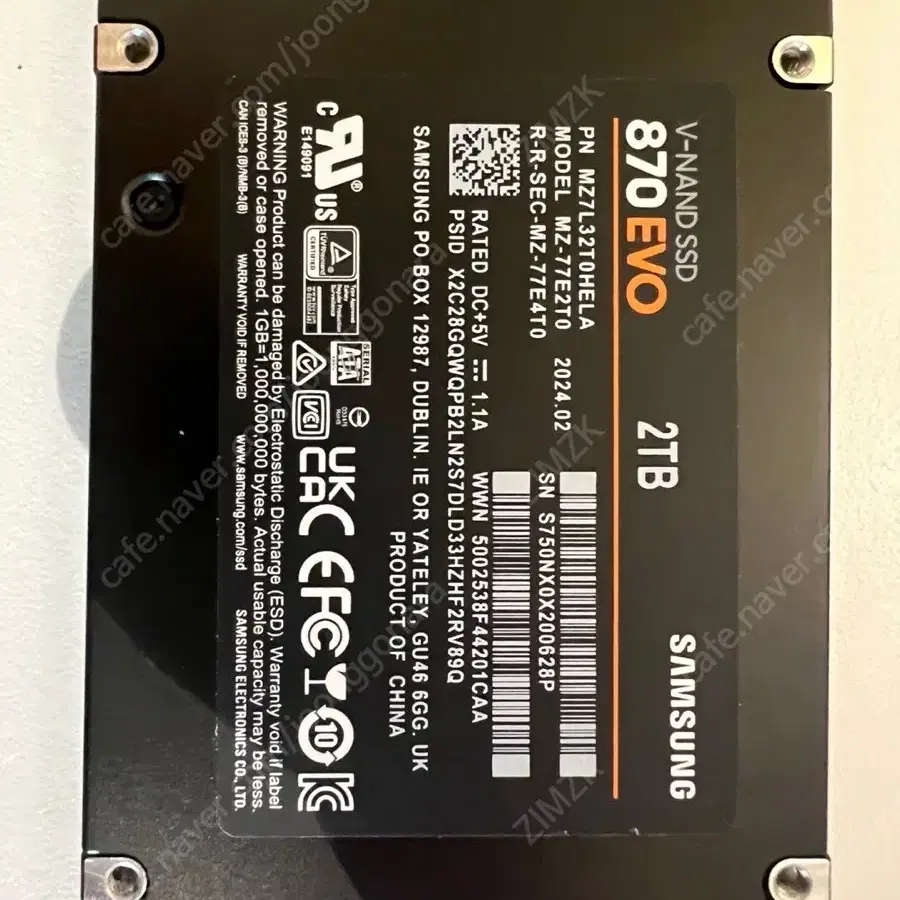 삼성 SATA SSD 2TB 팝니다