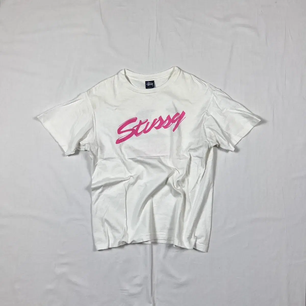 90s 스투시 stussy 핑크 로고 프린트 반팔티