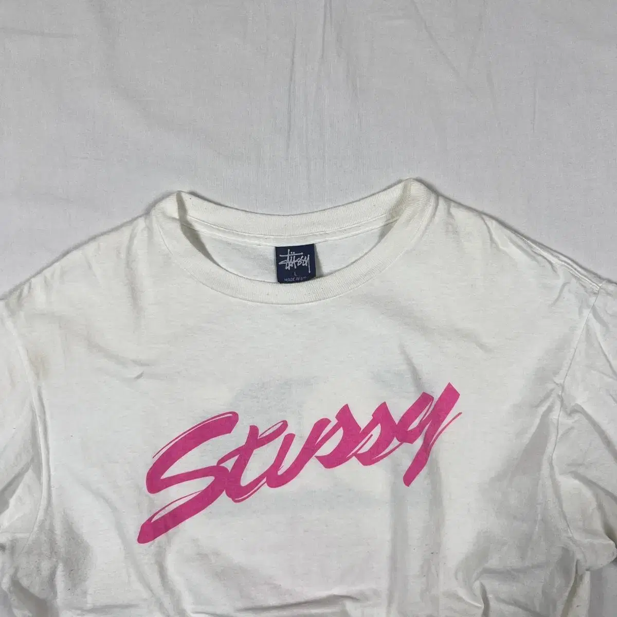 90s 스투시 stussy 핑크 로고 프린트 반팔티