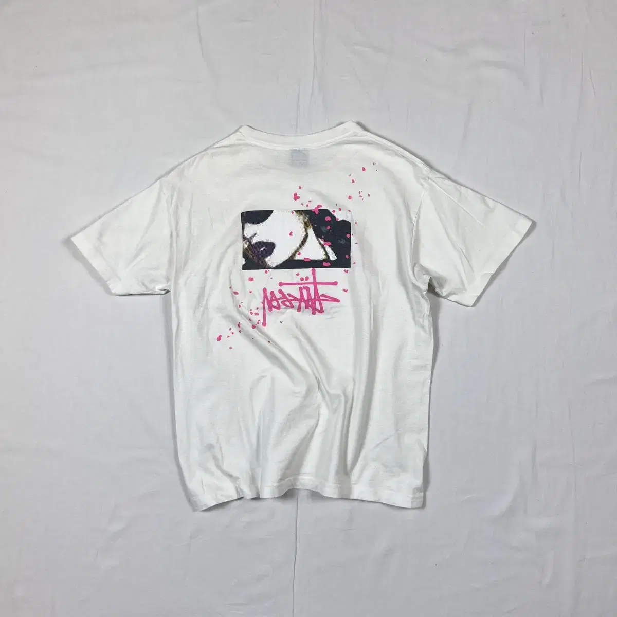 90s 스투시 stussy 핑크 로고 프린트 반팔티