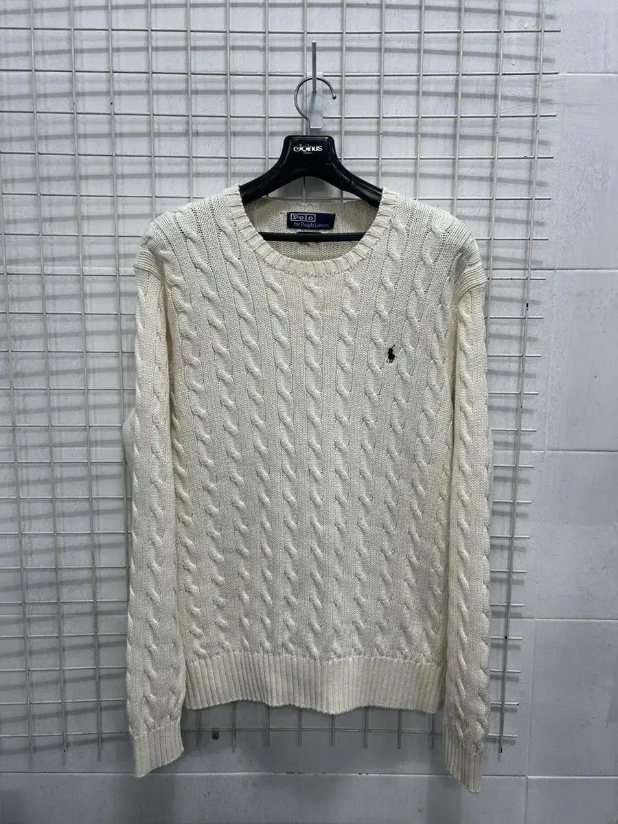 [Polo] Men's Logo Cable Knit 100 Ivory