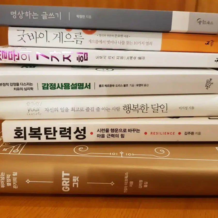 굿바이게으름,질문의7가지,행복한달인,감정사용섦명서,명상하는글쓰기,그릿,