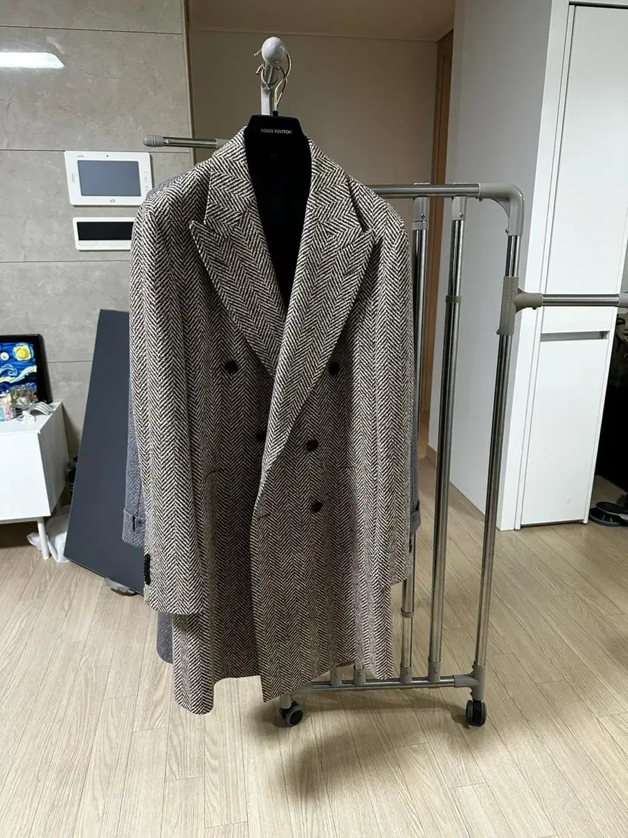 Suitsupply Size 50 Harringbone Wool Cashmere Double Coat