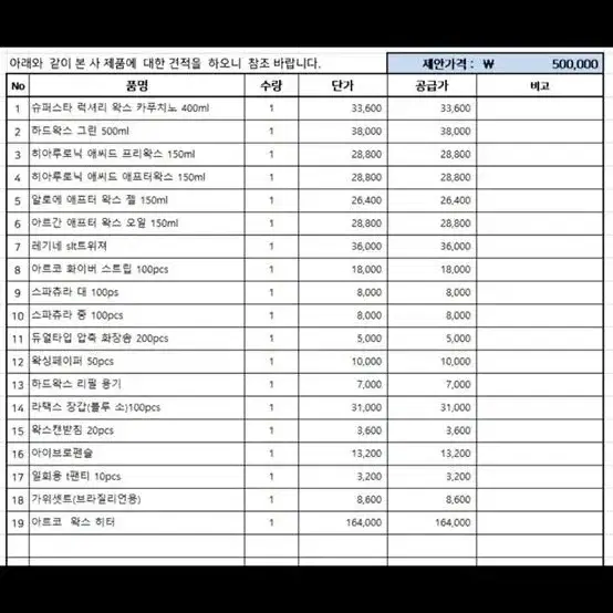 국가고시 실기 왁싱 재료 (새제품)