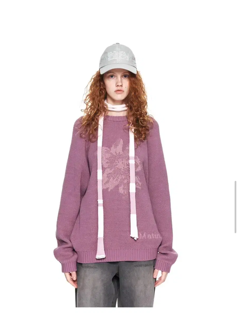 마뗑킴 니트 FLOWER JACQUARD KNIT PULLOVER IN