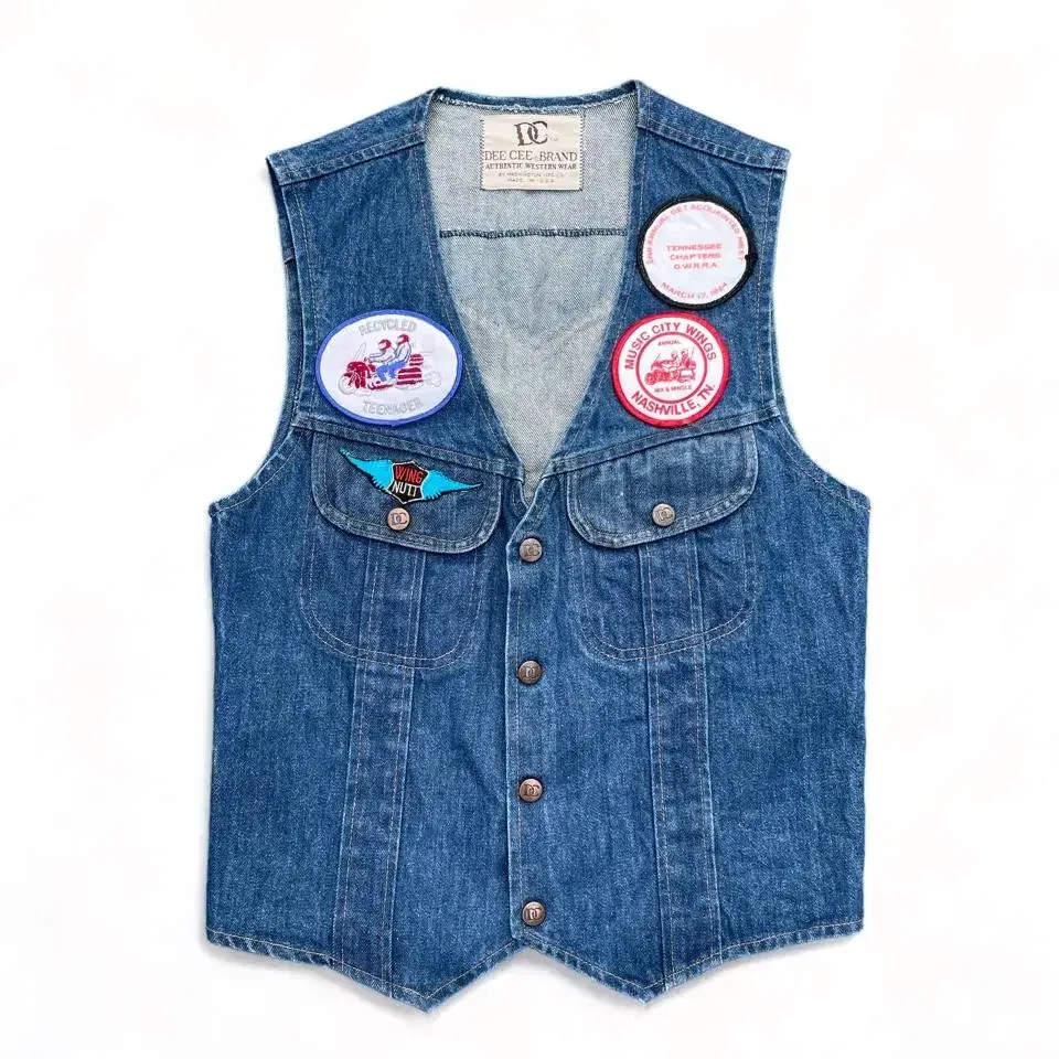 80s dee cee brand motorcycle denim vest