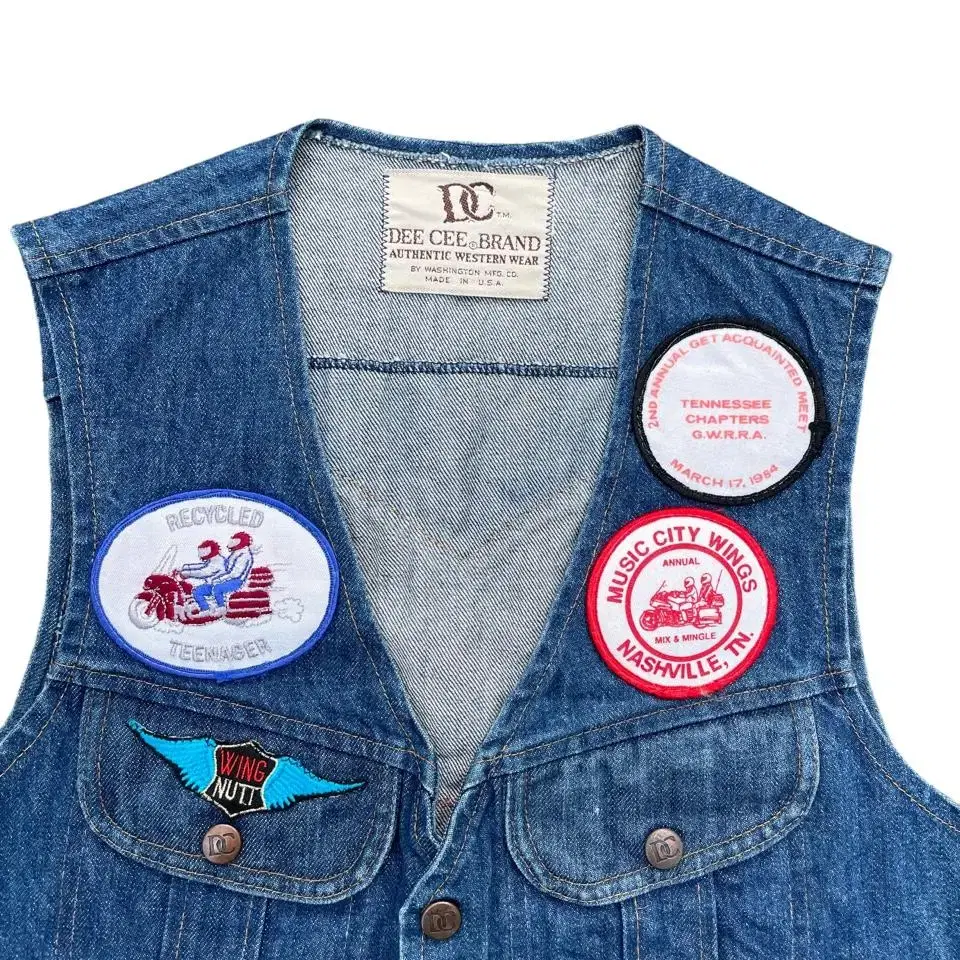 80s dee cee brand motorcycle denim vest