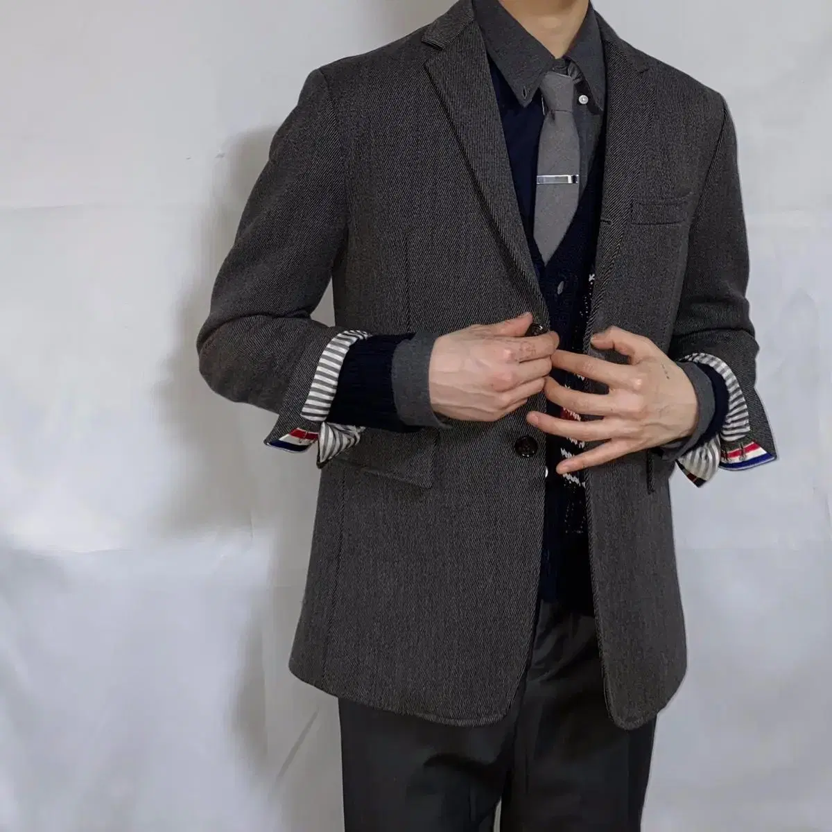 Thom Browne Tailored Charcoal Gray Archive Jacket