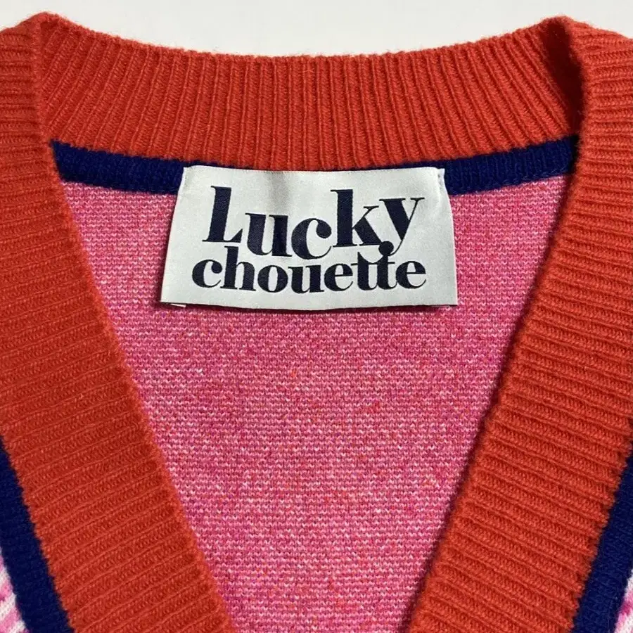 럭키슈에뜨 LUCKYCHOUETTE 체크 니트 롱 조끼