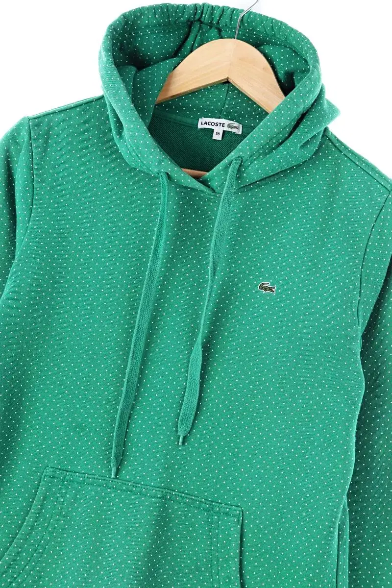 W(M) Lacoste Hoodie Green Polka Dots Cotton Américage-B4F8