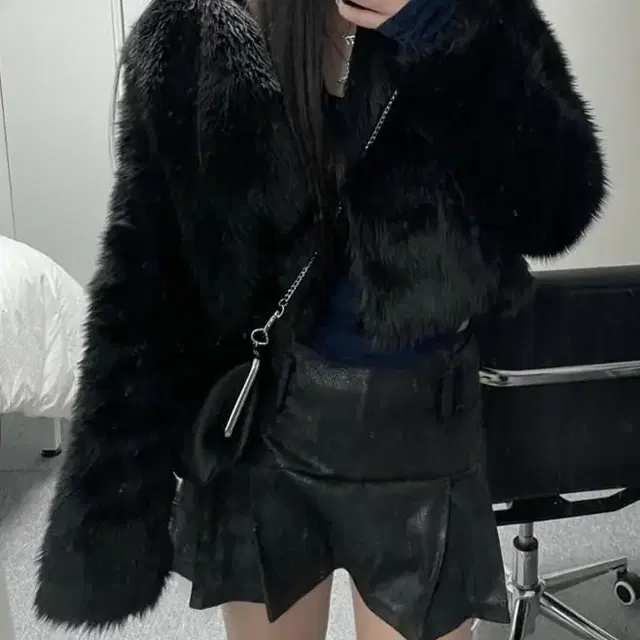 애즈온 퍼자켓 블랙 fur jacket ason