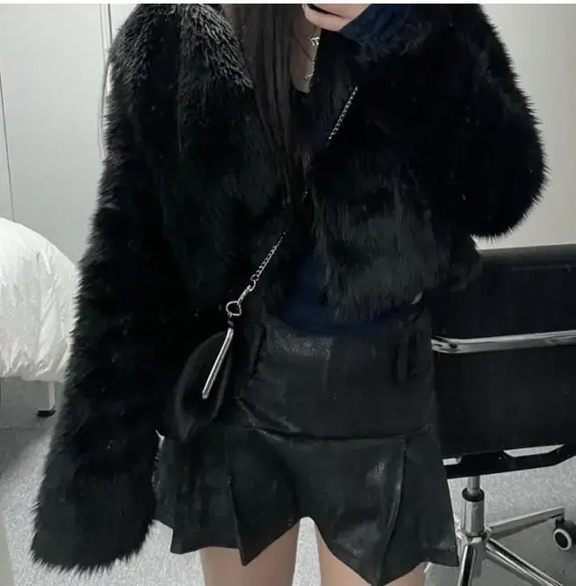 애즈온 퍼자켓 블랙 fur jacket ason