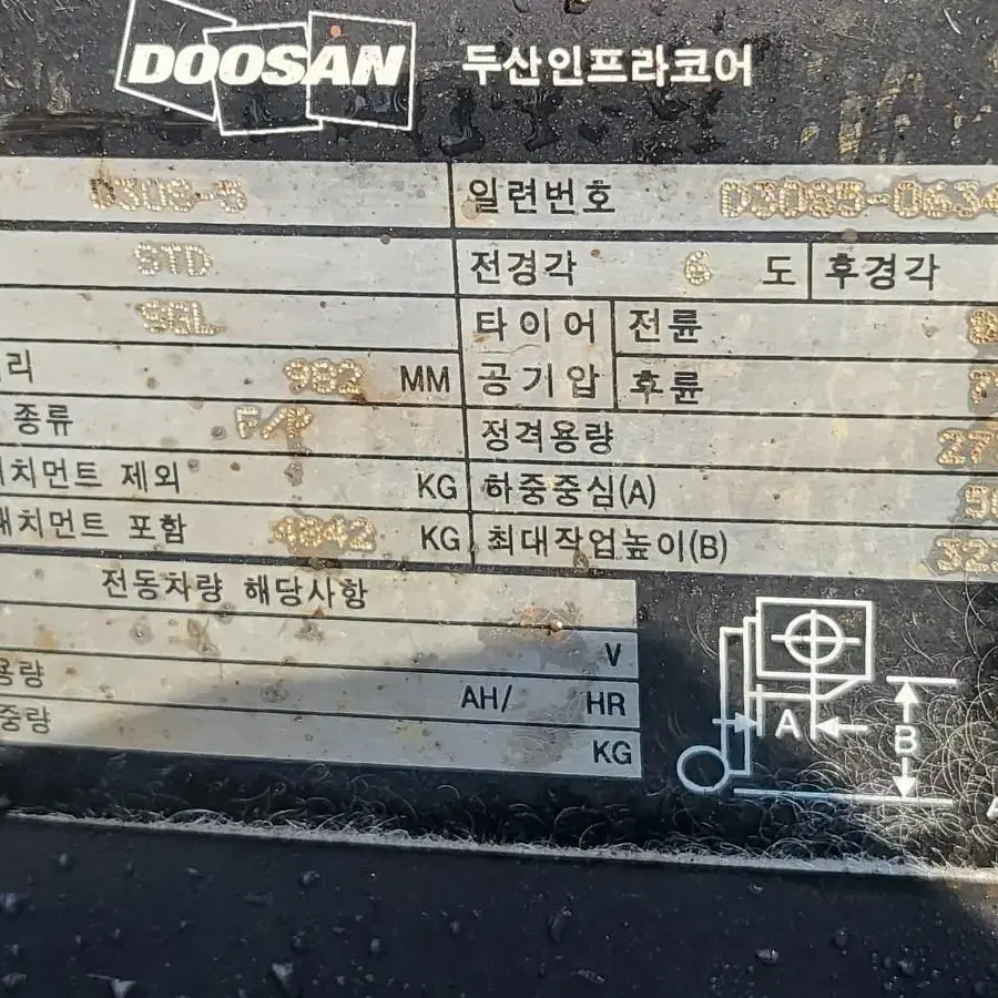 두산3톤 2010년식 D30S-5 2단마스트 4스풀자동발 디젤중고지게차