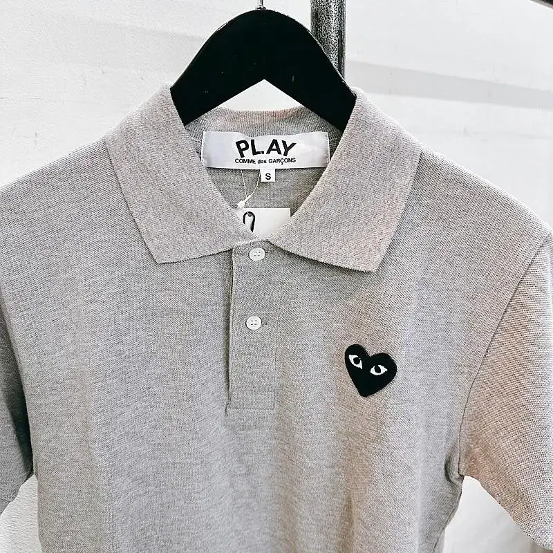 (Genuine/New) Comme des Garçons Men's Black Heart Grey Pique Shirt