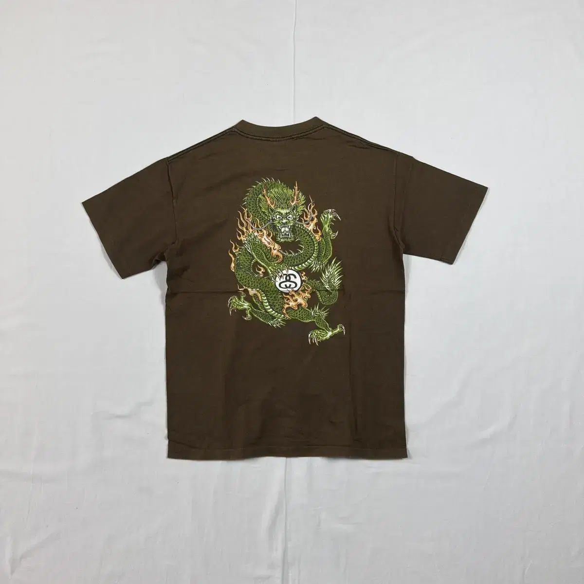 90s Stussy Logo Dragon Print Short Sleeve Tee