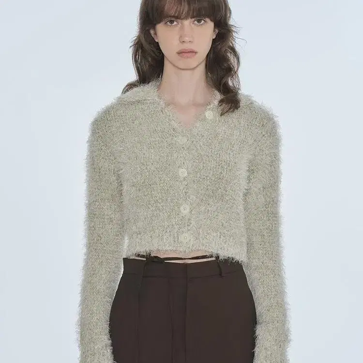 다이애그널 FUZZY MIXED KNIT CARDIGAN (mint)