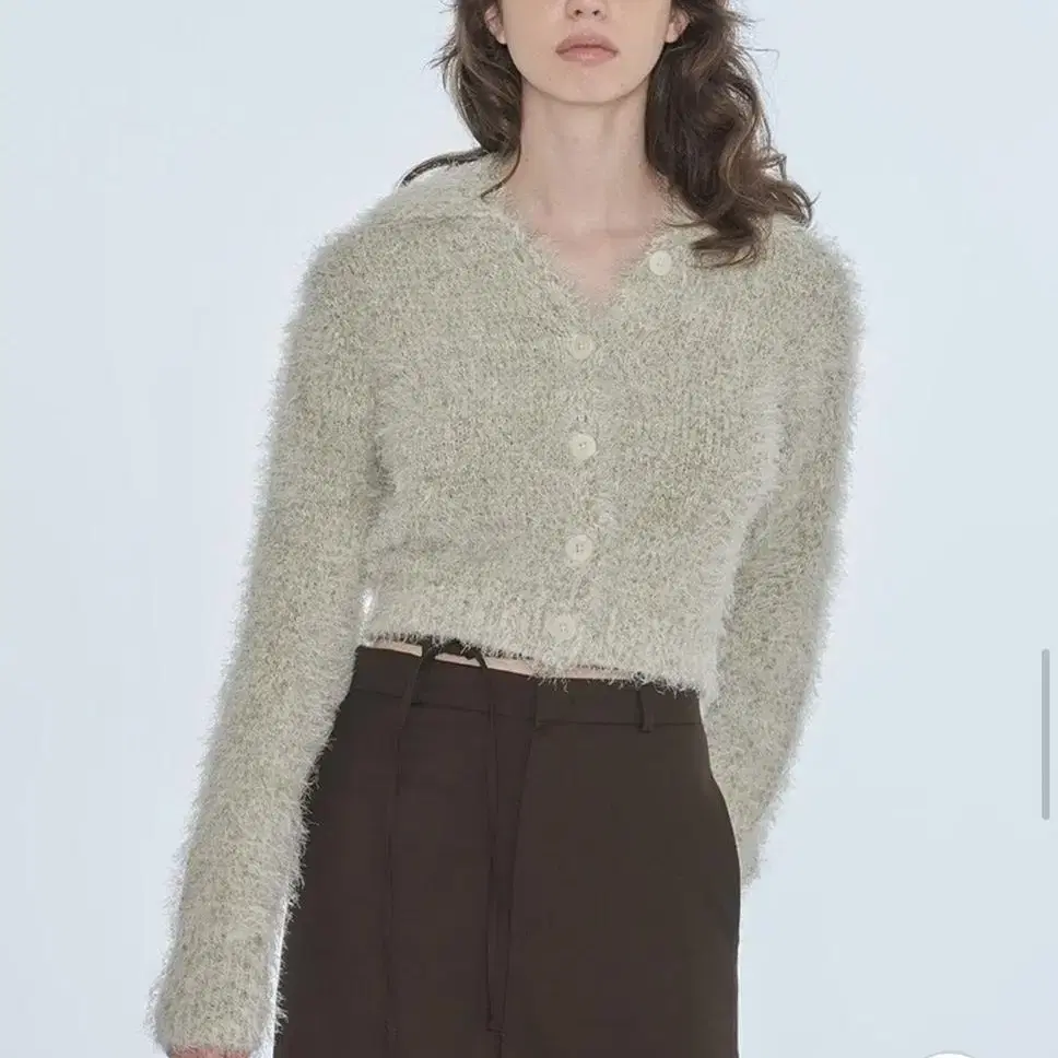 다이애그널 FUZZY MIXED KNIT CARDIGAN (mint)