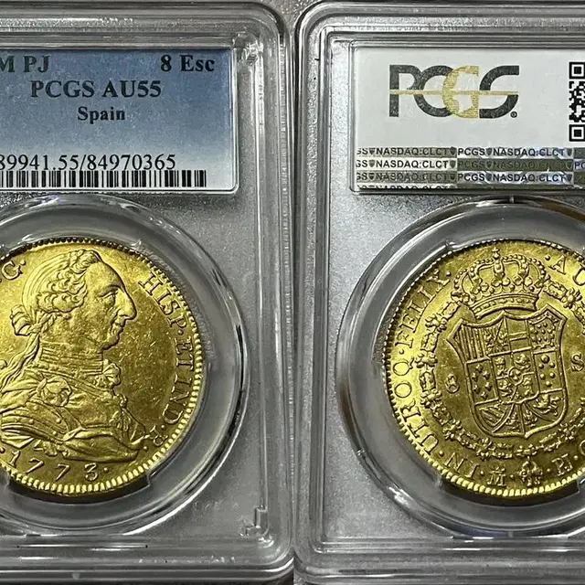 PCGS 1773년 스페인 카를로스 3세 8에스쿠도 금화