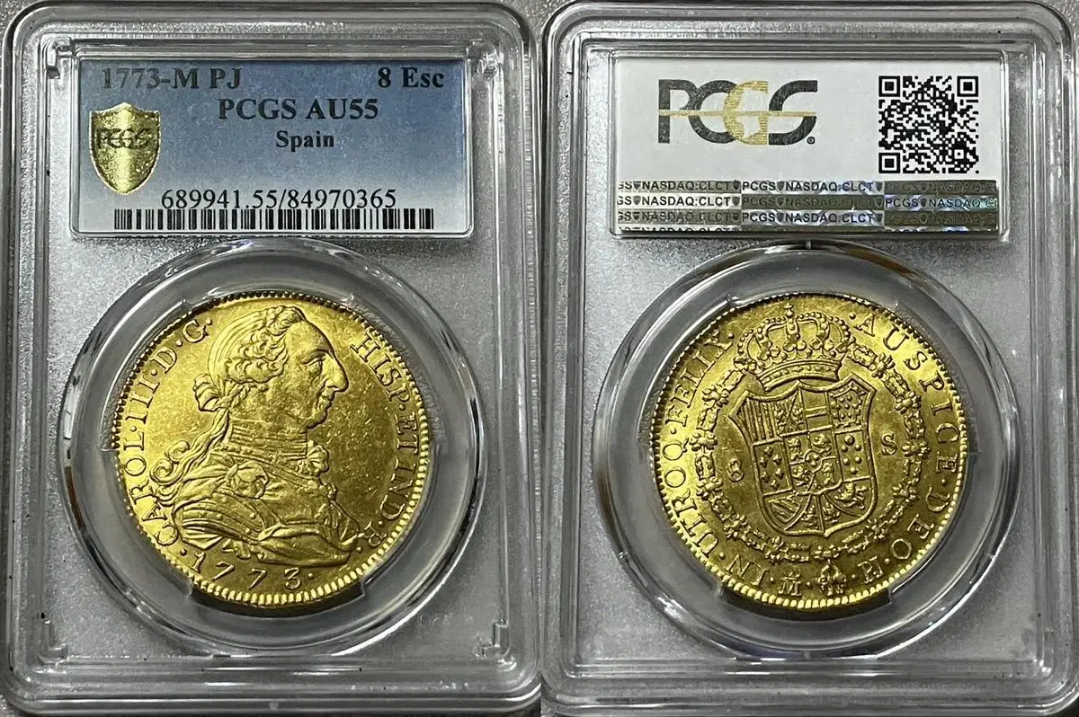 PCGS 1773년 스페인 카를로스 3세 8에스쿠도 AU55 금화