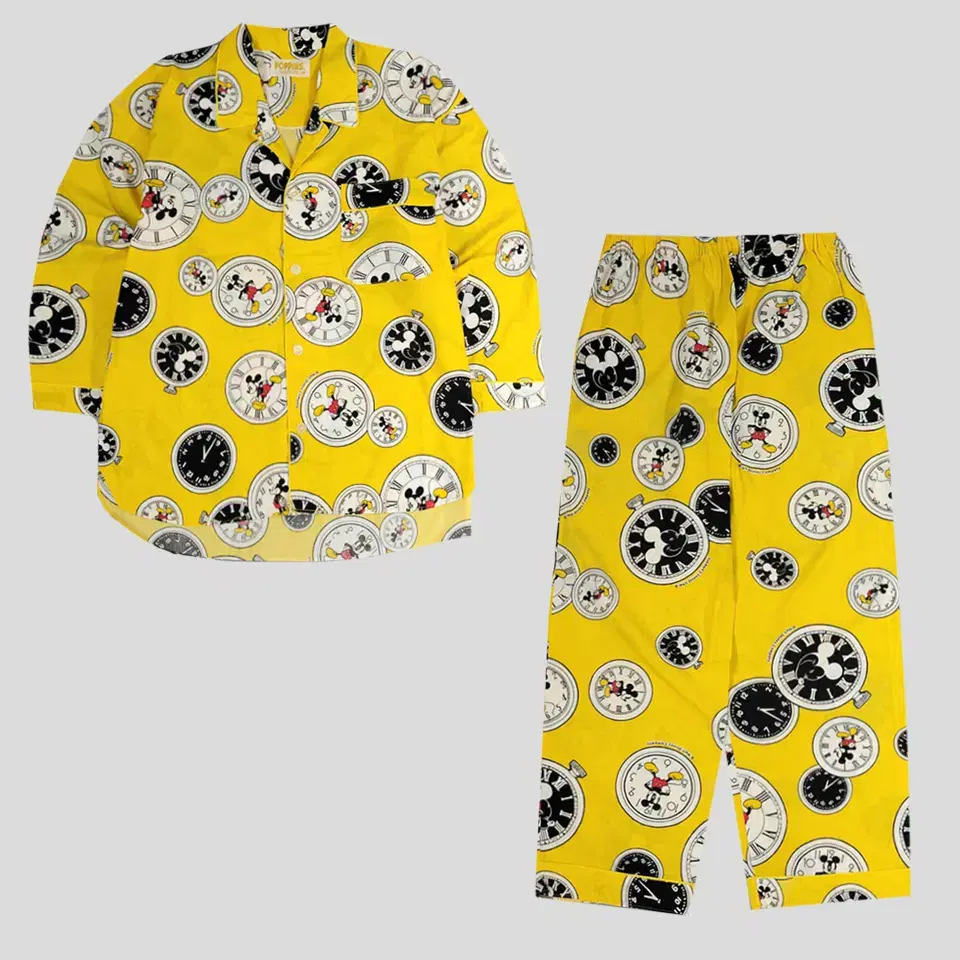 POPPINS Yellow pocket watch Mickey Mouse multicolored printed cotton100 pajamas