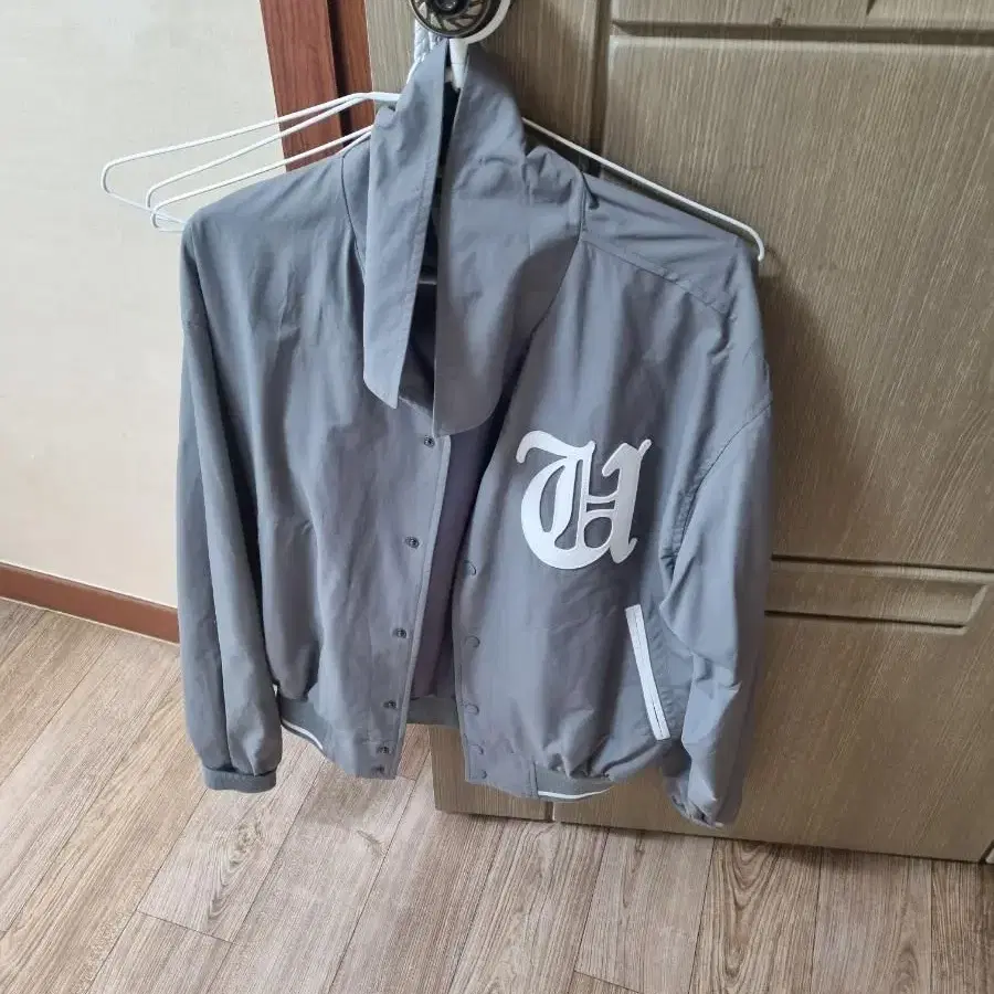 varsity blouson jacket grey