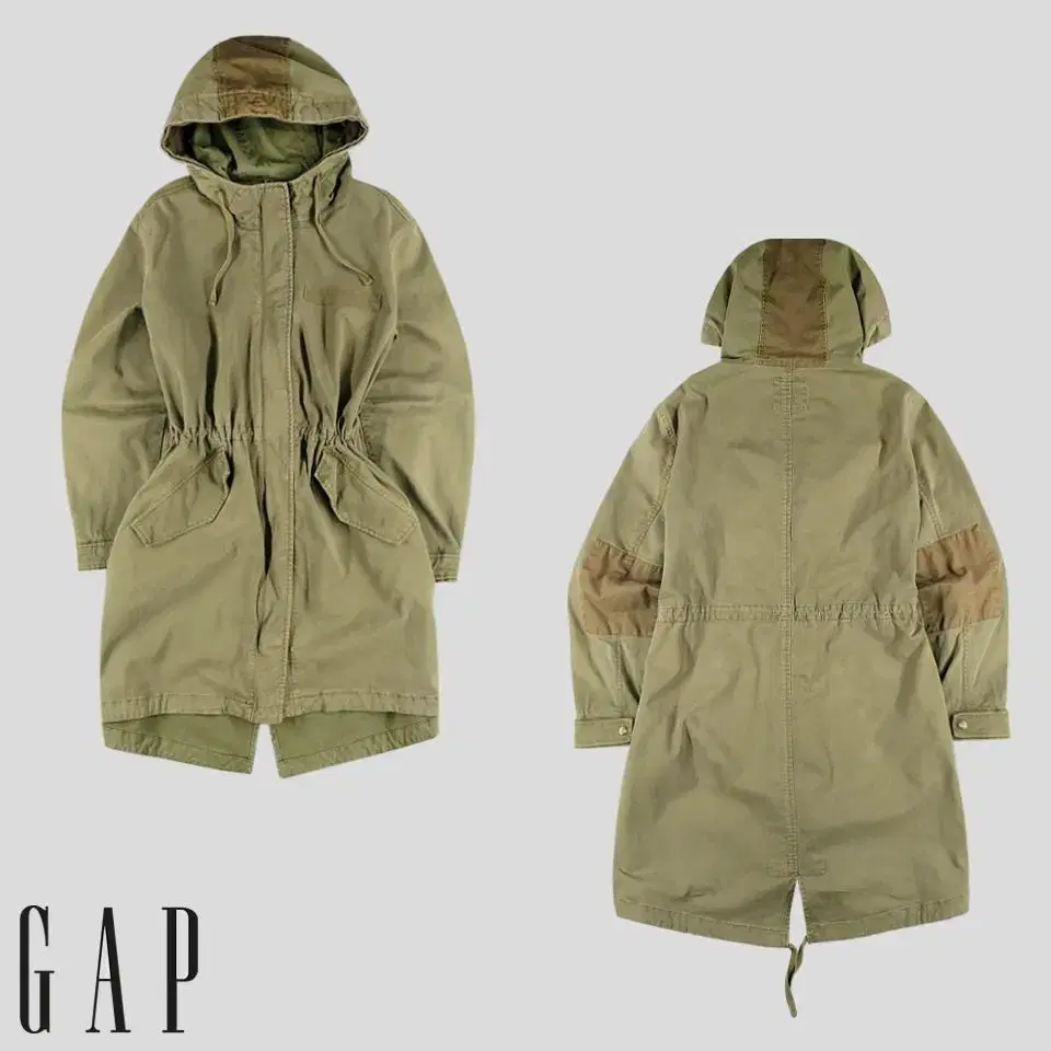 GAP Gap Pigment Khaki Brown Elbow Patch Amekazi Cotton Blend Hooded Safari