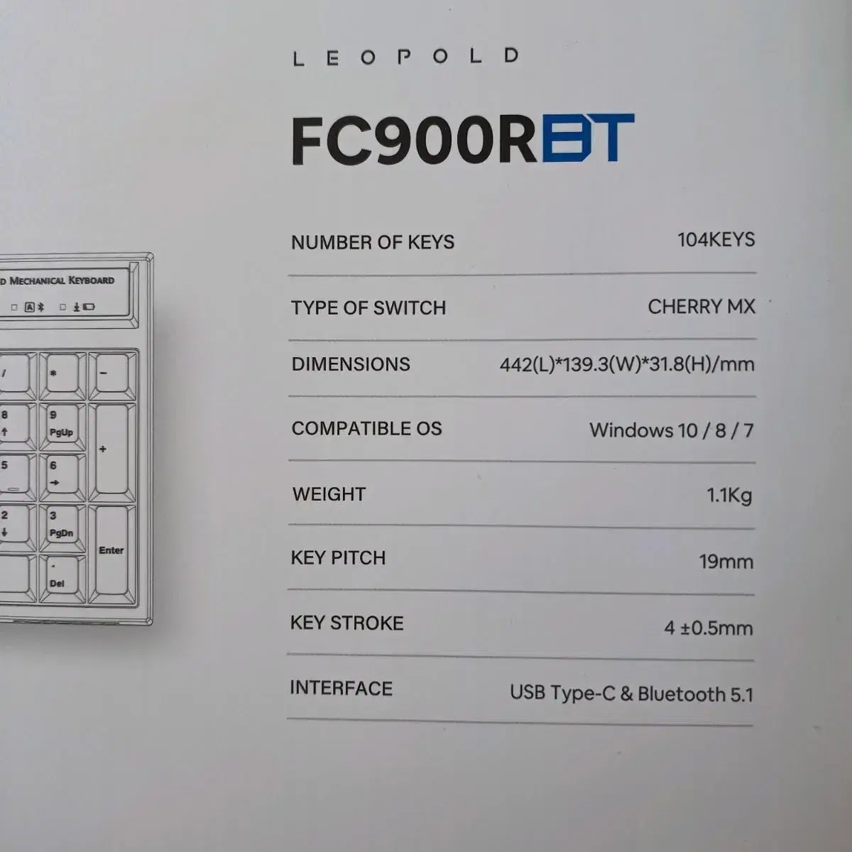 레오폴드 Fc900RBT 104keys 하이앤드 기계식  블루투스 키보드