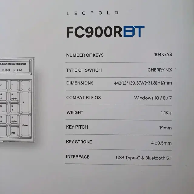 레오폴드 Fc900RBT 104keys 하이앤드 기계식  블루투스 키보드