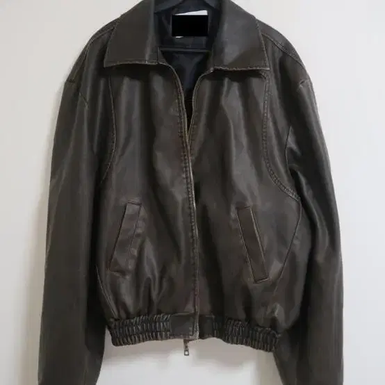 아워캐비넷 lotus leather jacket 그레이색상