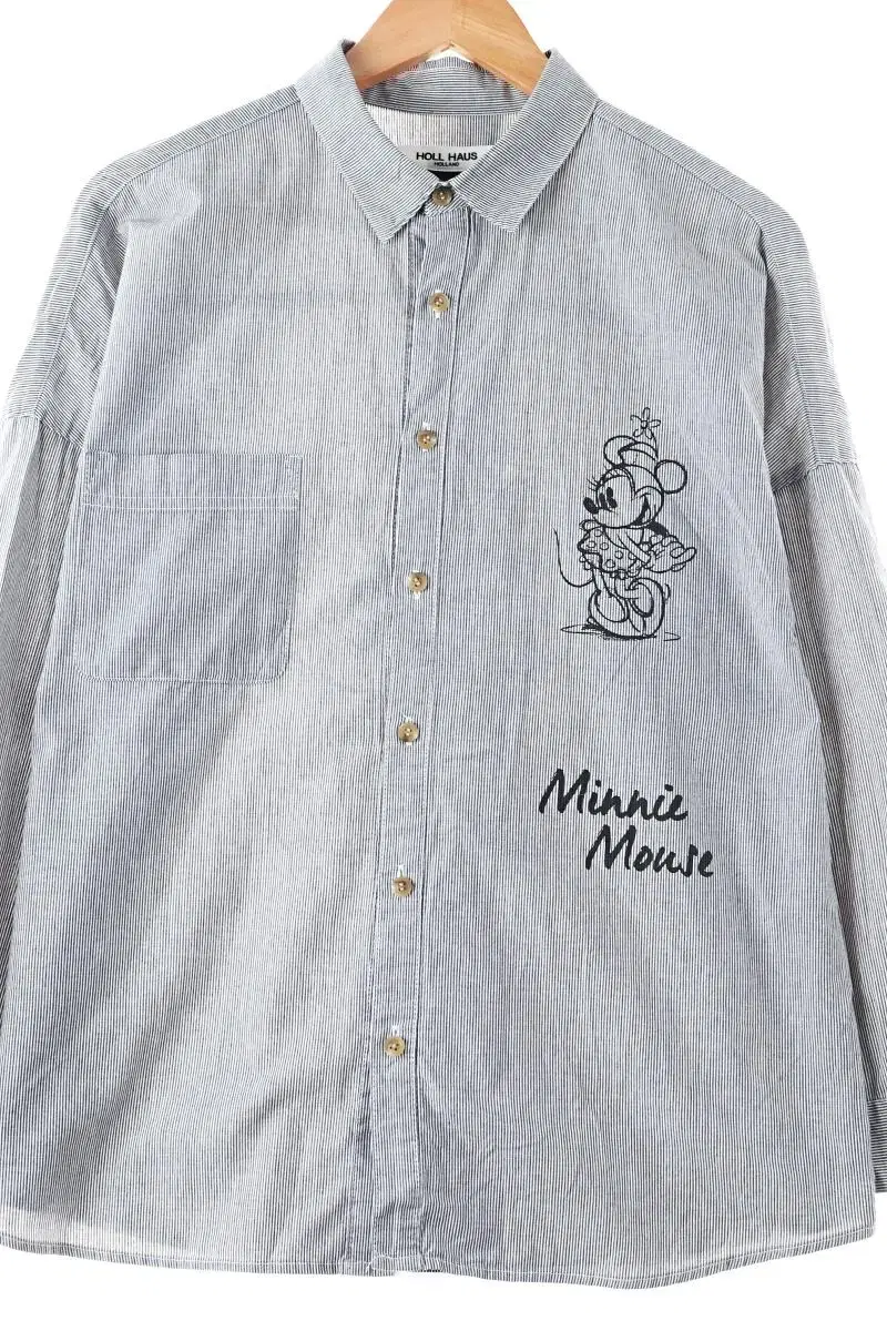 (L) Disney Shirt Southern Stripe Cotton Backprinting - B590