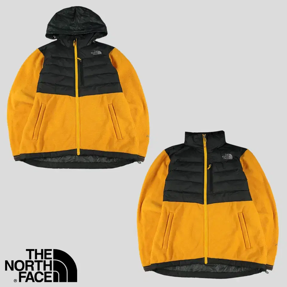 The North Face 700 orange charcoal-black fleece furry goose down puffer dots