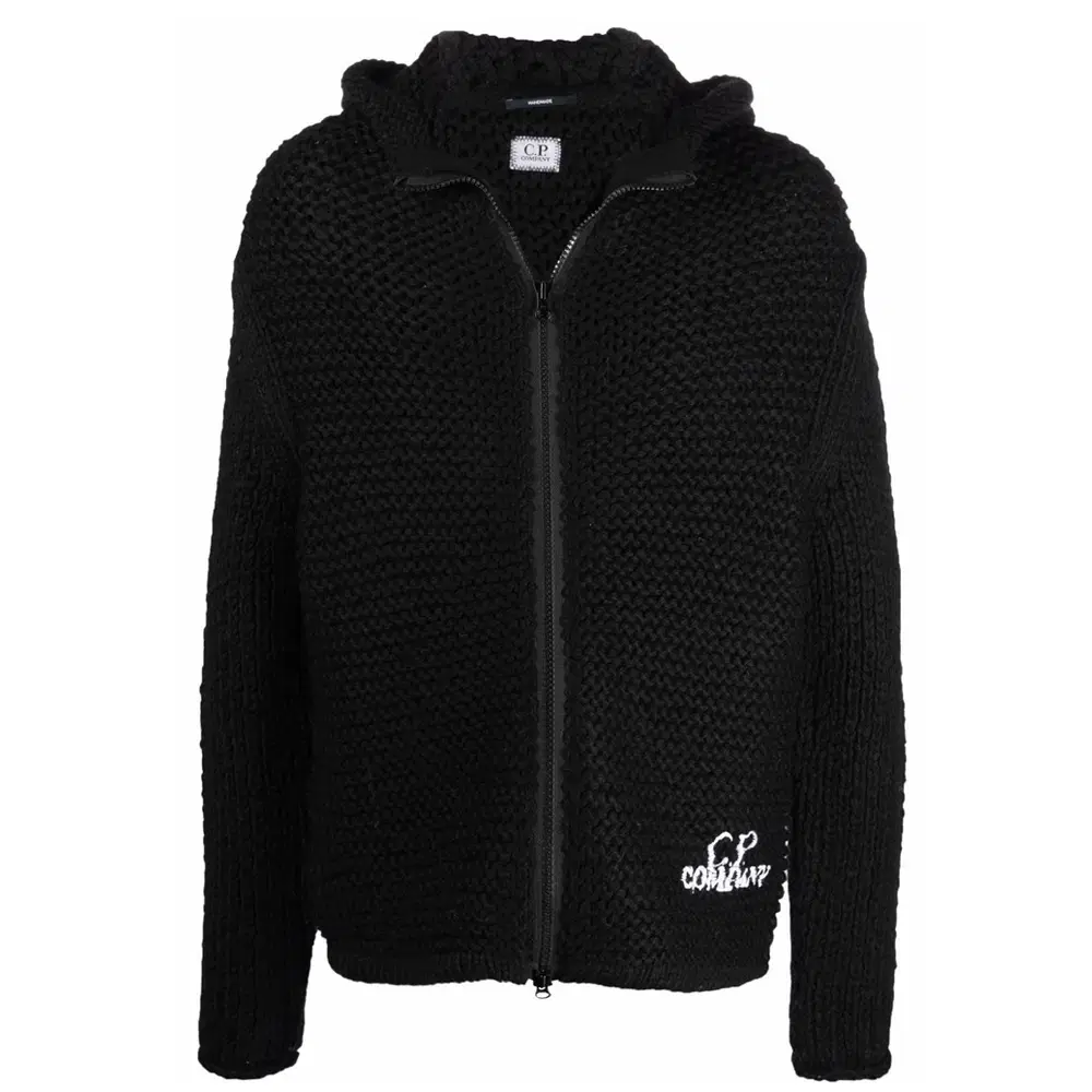 CP 21FW Logo embroidered waffle hoodie with zip-up