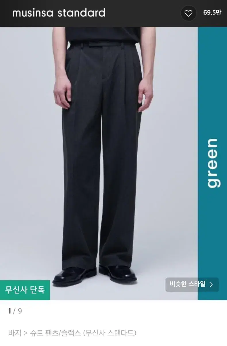 Recycle Two Tuck Wide Hidden Banding Slacks [Charcoal Gray] 33