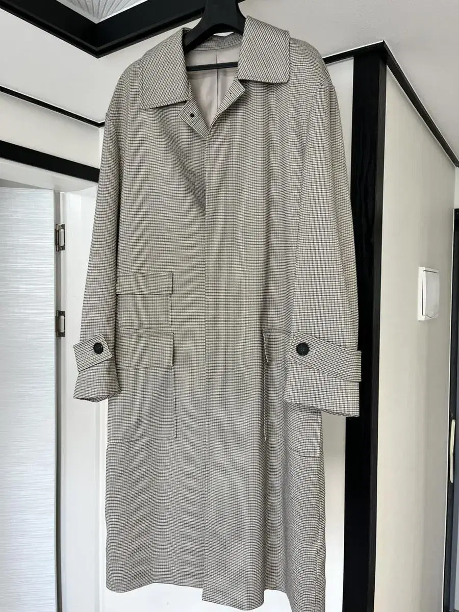 Modified Houndstooth Check Balmacan Coat