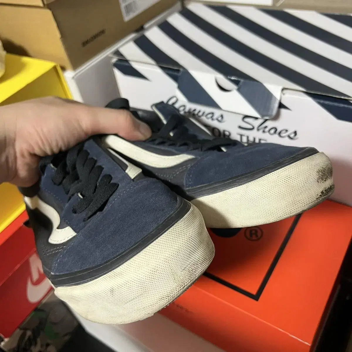 더블탭스 반스 볼트 wtaps vans 올드스쿨 드레스블루 270