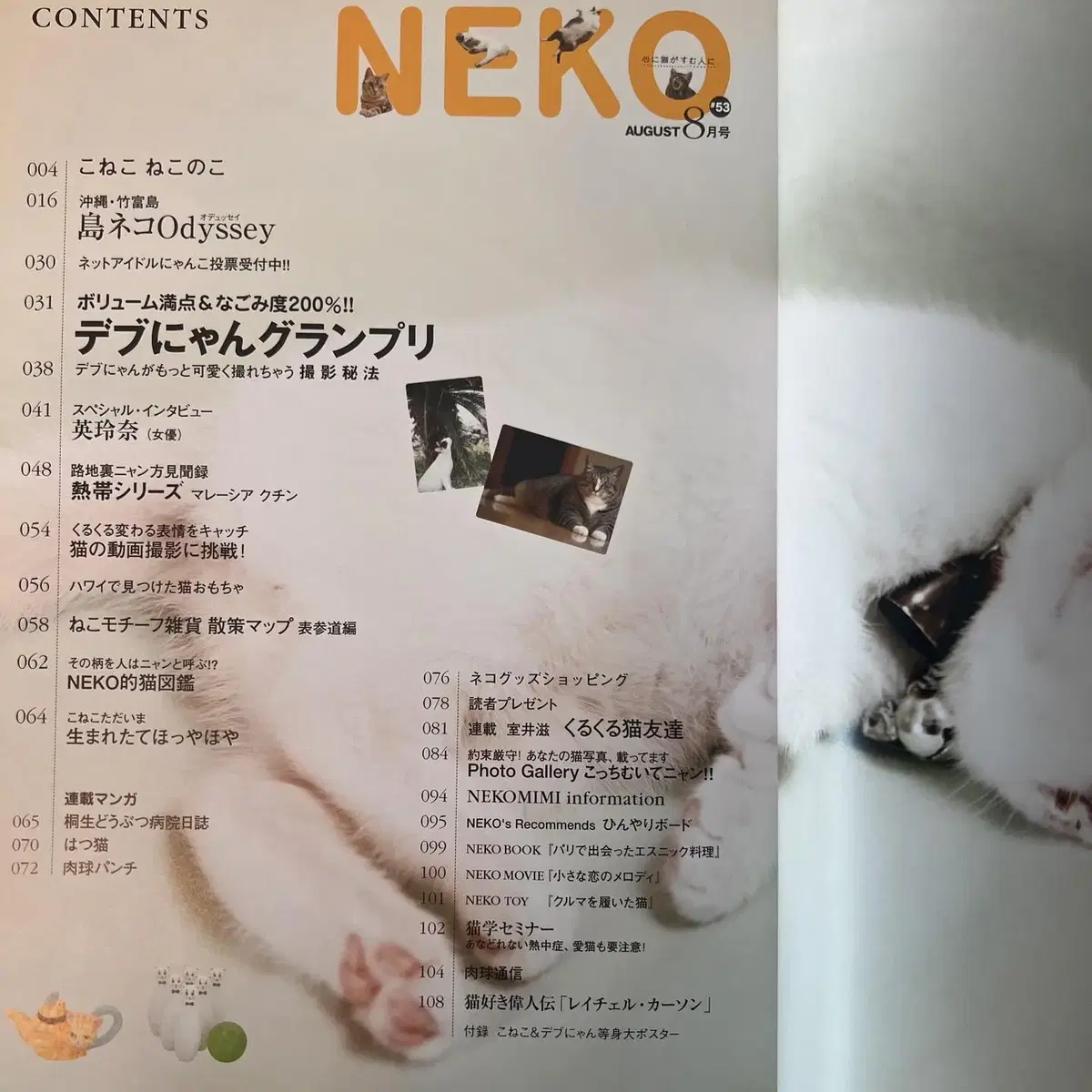 고양이잡지 네코 NEKO 2006-08 vol53 일본 빈티지잡지 고양이