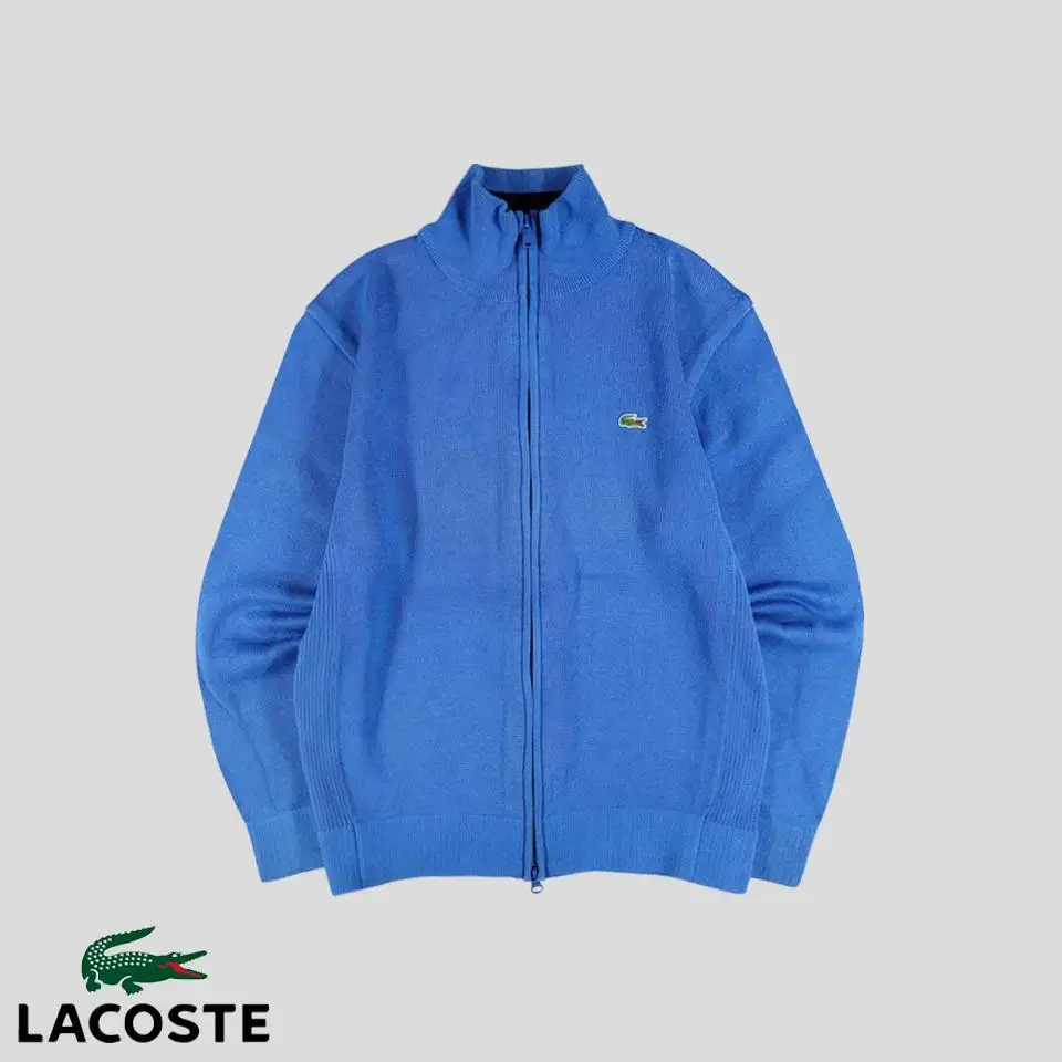 Lacoste bloo Croc-patched cotton100 knit zip-up cardigan M