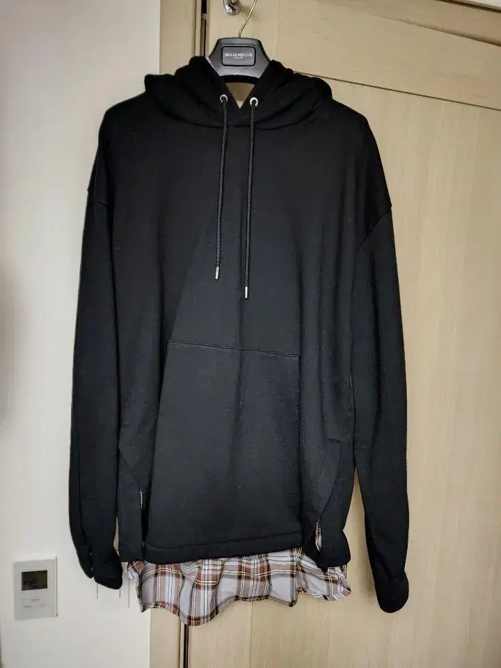 Solid Homme Check Layered Hoodie